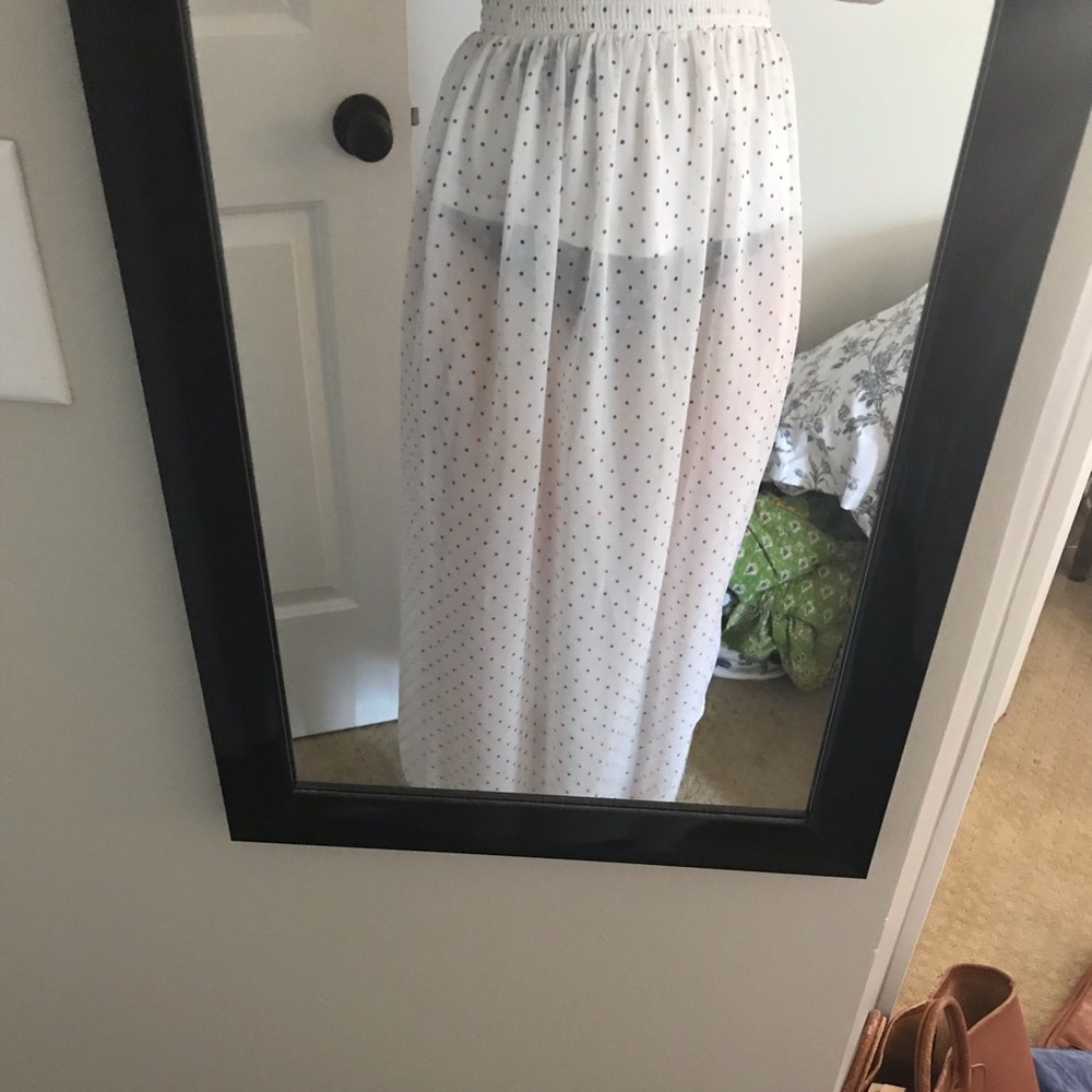 American Apparel red and blue polka-dot skirt